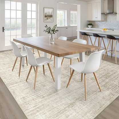 6x8 Area Rugs Living Room: Washable Large Neutral Beige Rug Abstract Soft Modern Stain Resistant Indoor Floor Non-Slip Carpet for Bedroom Nursery Kids Office Playroom Dining Room Under Table Home