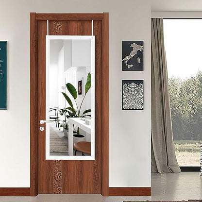 NeuType 47"x18" Over The Door Full Length Mirror, Wall Mount, White
