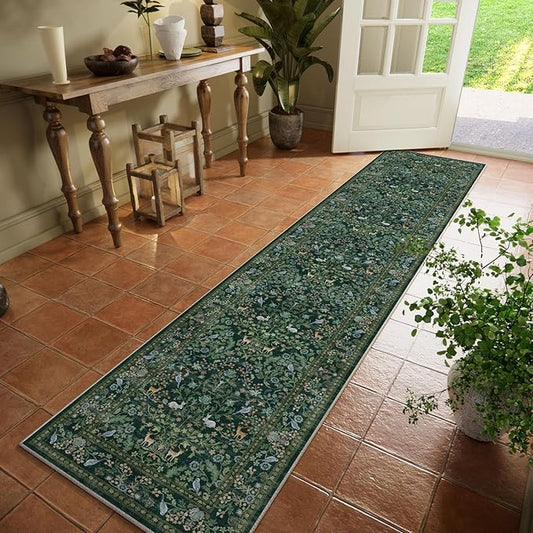 Washable Runners for Hallways Kitchen Rugs: 2'x10' Runner Rug Stain Resistant Non Slip Low Pile Soft Indoor Carpet Runner Rug for Kitchen Hallways Bedroom Entryway Laundry Room Farmhouse