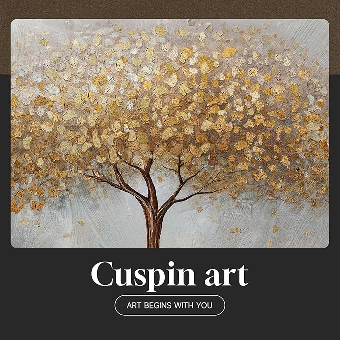 Gold Framed Tree of Life Wall Art, Large Modern Canvas Prints Paintings Artwork for Walls, Luxury Golden Big Tree Pictures for Living Room Bedroom Dining Room Fireplace Office Wall Decor, 48x24