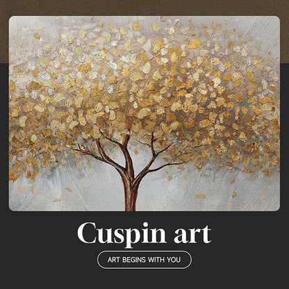 Gold Framed Tree of Life Wall Art, Large Modern Canvas Prints Paintings Artwork for Walls, Luxury Golden Big Tree Pictures for Living Room Bedroom Dining Room Fireplace Office Wall Decor, 48x24