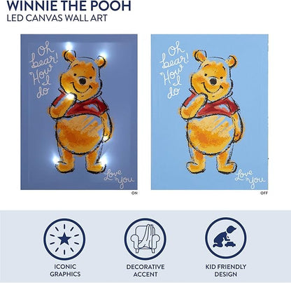 Disney Winnie The Pooh LED Wall Art,11.5"x15.75" Children's Hanging Décor, Light-Up Artwork for Kids' Rooms