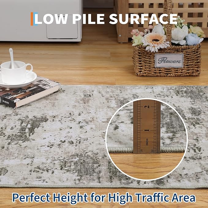 ROYHOME Modern Abstract 2x7 Runner Rug Washable Non Slip Stain Resistant Rug for Hallway Kitchen Bedroom Non Shedding Low Pile Indoor Floor Cover,Brown Grey