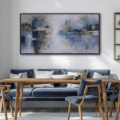 AJAZIKO Abstract Canvas Wall Art, Blue Wall Art for Living Room Modern Artwork for Walls, Pictures for Above Bed, Large Decor for Bedroom and Office Contemporary Wall Decor 20×40IN
