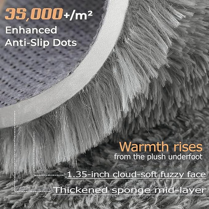 5x7 Area Rug for Living Room: Fluffy Shag Soft Washable Rugs Fuzzy Plush Indoor Carpet for Bedroom Nursery Playroom Dorm Kids Girls Boys Room (Grey, 5'x7')