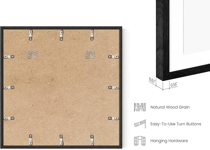 HAUS AND HUES Black Square Frames Set of 9-20x20