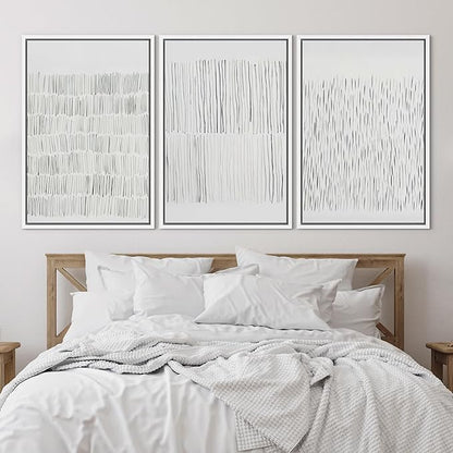 SIGNLEADER Framed Canvas Print Wall Art Set Minimalist Black and White Line Illustrations Minimal Decorative Bohemian Nordic for Living Room, Bedroom, Office - 24"x36"x3 WHITE