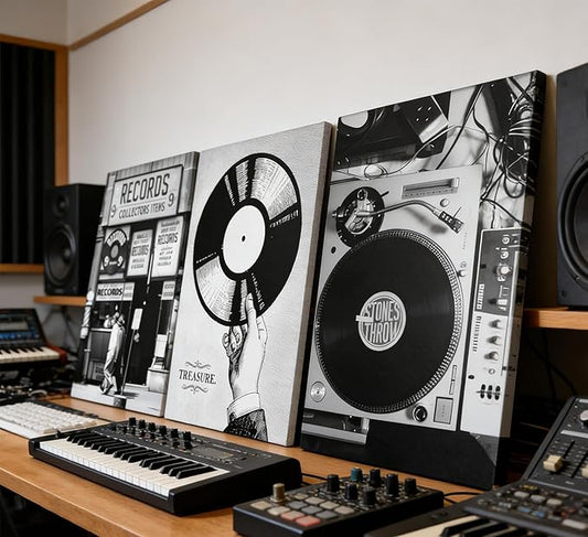 Vintage Music Canvas Wall Art Fashion Black And White Photography Preppy Vinyl Record Painting Picture Wall Decor Bar Rock Music Lovers Poster Print Artwork for Recording Studio Club Home Decoration