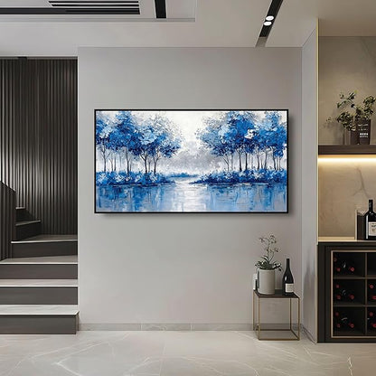 Extra Large Wall Art for Living Room Above Couch Bedroom Office, Teal Green Blue Abstract Modern Luxury Framed Crystal Porcelain Wall Decor, Waterproof Artwork for Home Hotel Restaurant 29x58 Inch
