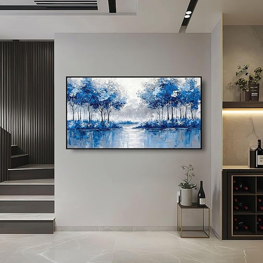Extra Large Wall Art for Living Room Above Couch Bedroom Office, Teal Green Blue Abstract Modern Luxury Framed Crystal Porcelain Wall Decor, Waterproof Artwork for Home Hotel Restaurant 29x58 Inch