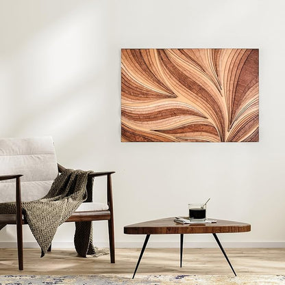 NEODECO Parametric Frameless Wood Wall Art, 3D Acoustic Wall Panel of Parametric Cut & Stained Birch Plywood Layers, Geometric Wall Hanging, Abstract Wood Wall Decor (Medium)