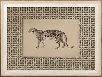 ASTRDECOR Vintage Leopard Framed Canvas Wall Art, Cheetah Safari Wildlife Painting for Living Room, Bedroom, Neutral Farmhouse Decor 12"x16"
