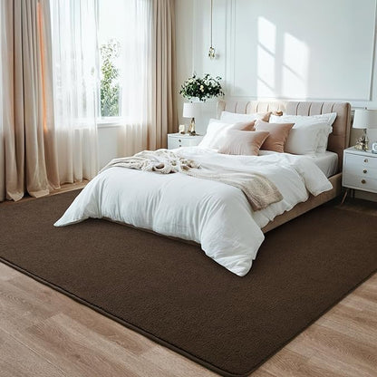 5x7 Feet Area Rug for Living Room Bedroom, Dark Brown Modern Washable Rugs, Memory Foam Indoor Carpet, Low Pile Non Slip Carpets for Kids Girls Boys Baby Teen Dorm Nursery Home Decor