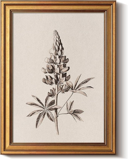 Bzstyleart Vintage Wall Art Decor for Living Room, Canvas Framed Flowers Wall Art, Gold Framed Artwork, Sketching Painting Picture Travel Artwork for Home Decor Aesthetic, Texas Upinus, 12L x 16W
