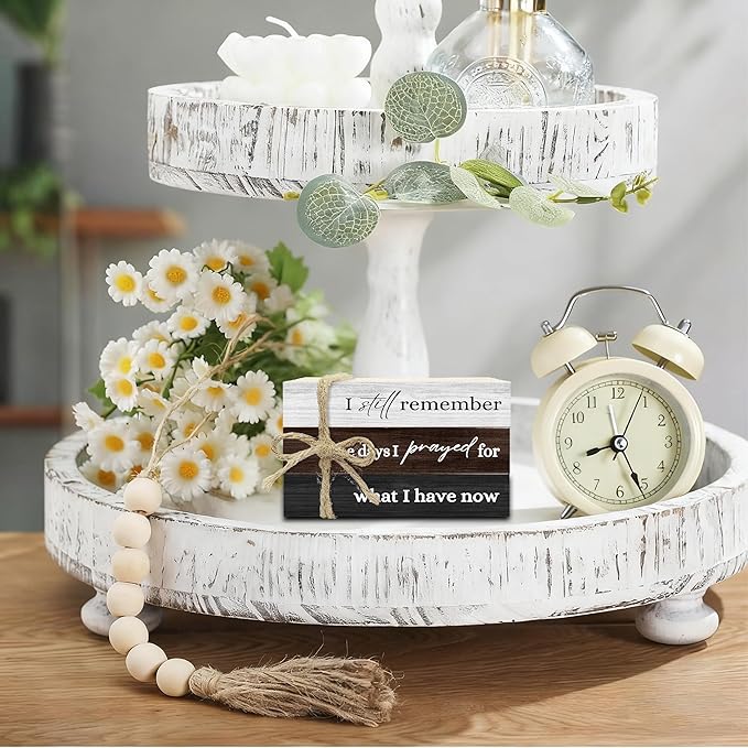 Decorative Books for Home Decor, Wood Book Stack for Table Decor, I Still Remember The Days I Prayed Decoration Books for Living Room Bookshelf Office, Farmhouse Stacked Books Decoration (L81)