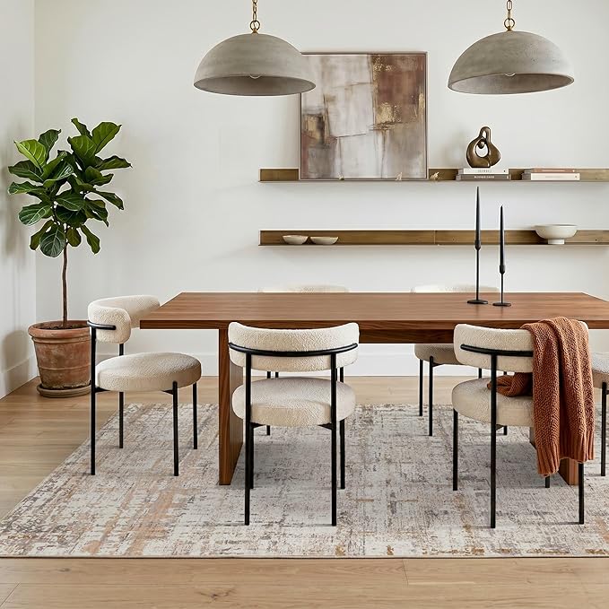 Rugxara 8x10 Modern Abstract Area Rugs,Large Soft Rugs for Living Room,Neutral Washable Rug,Beige Rugs for Bedroom Dining Room, Non-Slip Foldable Thin Indoor Carpet, Stain Resistant(Beige Grey)
