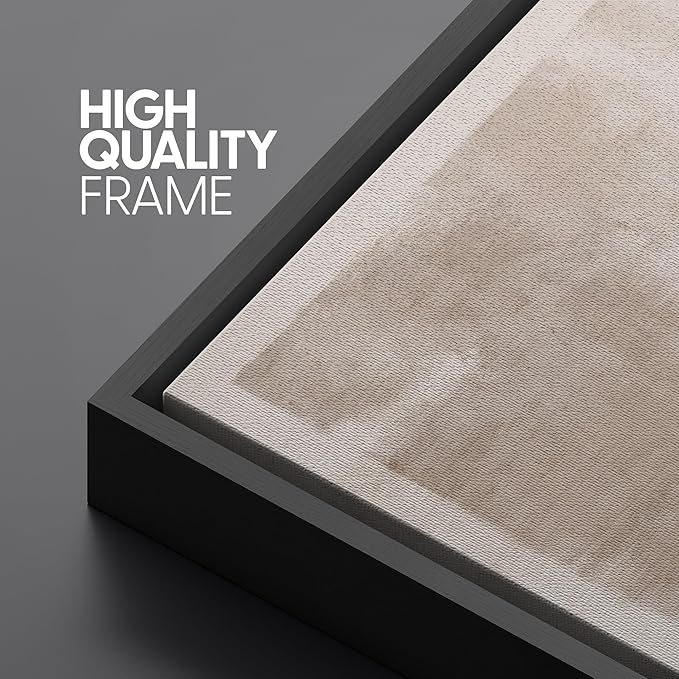 SIGNLEADER Framed Canvas Print Wall Art Set Soft Abstract Beige and Taupe Minimalist Texture Illustrations Boho Decorative for Living Room, Bedroom, Office - 16"x24"x3 BLACK