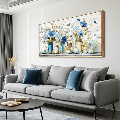 Wapluam Floral Wall Art for Living Room,Wall Art Bedroom,Elegant Flowers Painting Prints,Still Life Vintage Wall Decor,Farmhouse Framed Artwork for Bathroom Dining Room Home Office Decoration 20x40 In