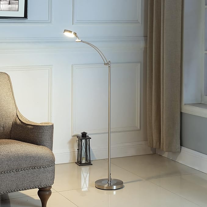 Ore International HBL2315 54" in Tinsley Silver Integrated Led Task Floor Lamp
