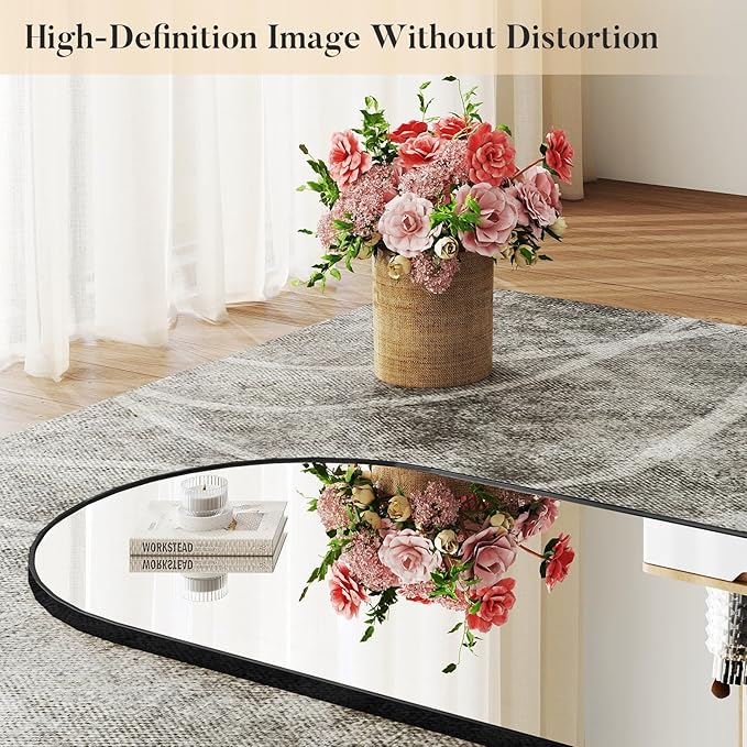 OLIXIS Arched Full Length Mirror 71.1"x25.5" for Bedroom, Full Body Mirror with Stand, Hanging or Leaning for Wall, Aluminum Alloy Thin Frame Floor Standing for Living Room, Long, Deep Black