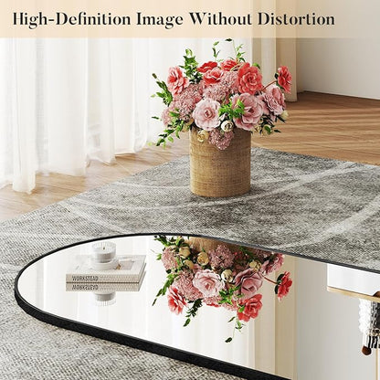 OLIXIS Arched Full Length Mirror 71.1"x25.5" for Bedroom, Full Body Mirror with Stand, Hanging or Leaning for Wall, Aluminum Alloy Thin Frame Floor Standing for Living Room, Long, Deep Black