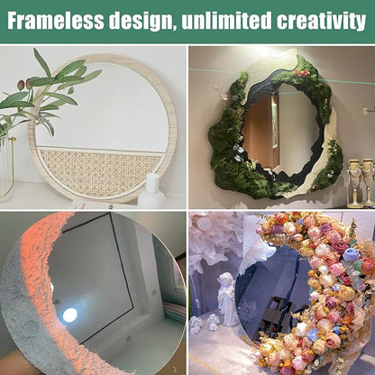 Round Glass Mirror, Suitable for bedrooms, Living Rooms, Dressing Tables, entryways, Above Sinks,Gyms, etc, 20-inch Glass Mirror Block (1 piece),high-Definition wall Mirror, Adhesive Mirror.