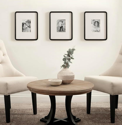 Kate and Laurel Inglewood Modern Wall Picture Frame Set of 3; 11x14 matted to 5x7; Black; Three-Piece Frame Set for Gallery Wall Accent Set in Living Room Decor