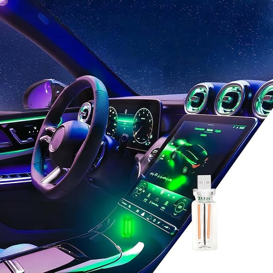 USB Lights for Car Touch Dimmer - Vintage Atmosphere Lamp - Portable Mini Glass Bottle LED Bulb for Ambient Lighting in Vehicle, Bedroom, Camping (Green)