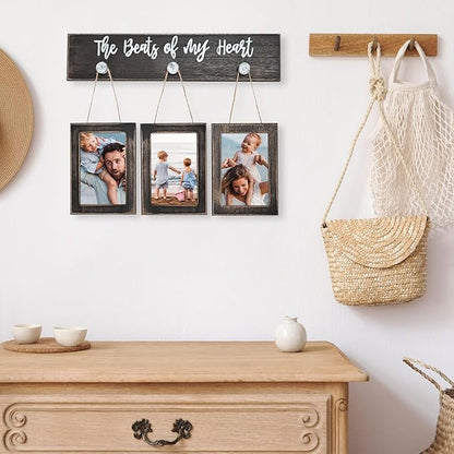 4X6 Picture Frames Collage for Wall Farmhouse Rustic Black Photo Frame with HD plexiglass Hanging Black Picture Frame Wall Decor for Living Room, Set of 3