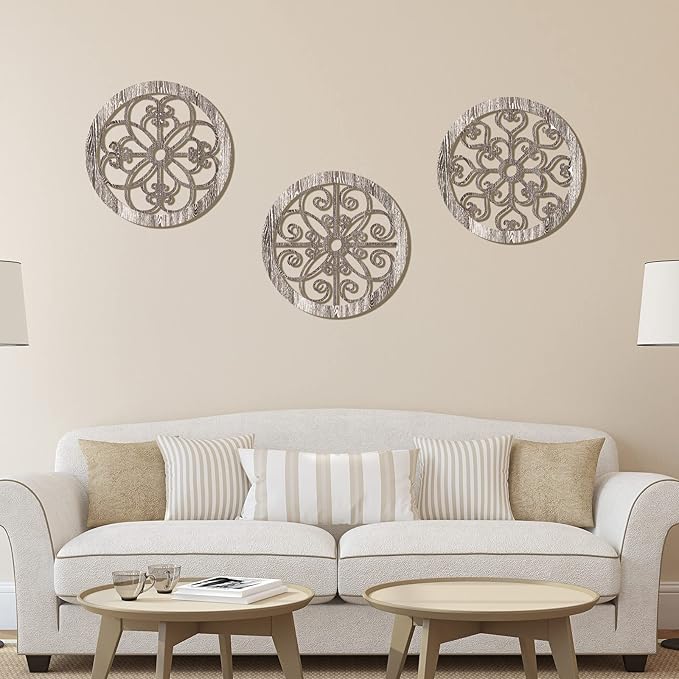 Blulu 3 Pieces Thicken Rustic Wall Decor Farmhouse Wall Art Decor Wood Hanging Decoration for Living Room Bedroom Home Indoor Outdoor Office(Popular Style)