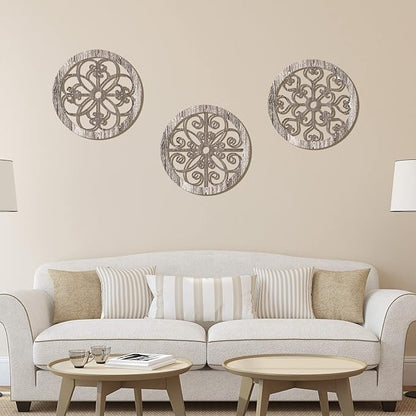 Blulu 3 Pieces Thicken Rustic Wall Decor Farmhouse Wall Art Decor Wood Hanging Decoration for Living Room Bedroom Home Indoor Outdoor Office(Popular Style)
