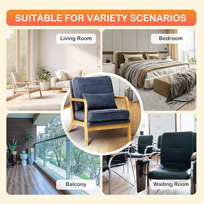 MALOL Accent Chair Set of 2 with Solid Wood Frame, Mid-Century Relaxing Armchair Lumbar Pillow& Soft Cushion, Reading Leisure Chair for Living Room, Bedroom, Waiting Room-Blue