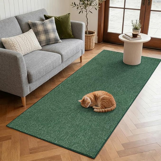 FinRèc 2x8 Washable Runner Rugs for Kitchen Hallway Bedroom, Low Pile Thin Rug Solid Color, Non-Slip Carpet Indoor for Home Decor (Green/White)