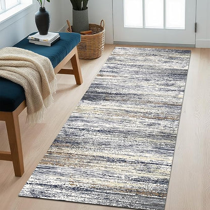 Modern Abstract Runner Rug 2x6 Runner Rugs with Non Slip Backing, Low Pile Soft Washable Runner for Hallway Entryway Laundry Bedroom Kitchen