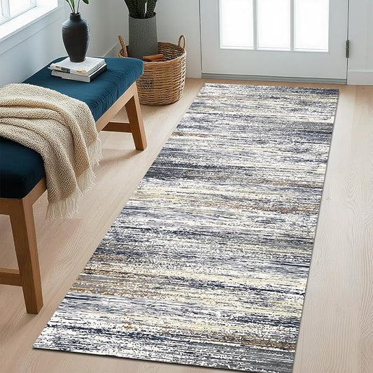 Modern Abstract Runner Rug 2x6 Runner Rugs with Non Slip Backing, Low Pile Soft Washable Runner for Hallway Entryway Laundry Bedroom Kitchen