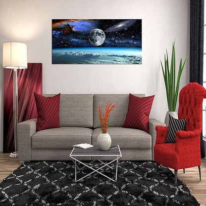 XXM WallArt FC2562 Space View From Earth Canvas Wall Art Landscape Modern Decor Abstract for Living Room, Bedroom, Kitchen, Home and Office