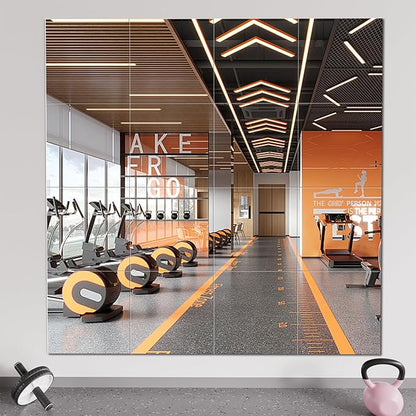 pertetey Home Gym Mirrors,12X12 Inch-4Pack Mirror Tiles Full Length Frameless Wall Mounted Mirror, Tempered Glass Body Tiles for Yoga, Exercise, Dance Studio
