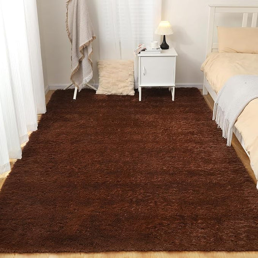 Puremy Luxury 4x6 Area Rug, Ultra Soft Rugs for Living Room, Plush Carpet Rugs for Bedroom, Non-Slip Indoor Rug for Nursery, Study Room, Playroom, Home Decor, Brown