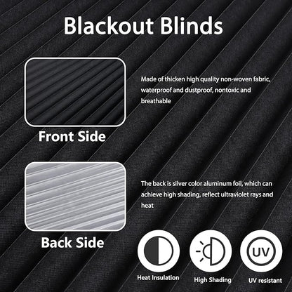 Window Blinds Cordless Blackout No Drill Cut to Size Clip On Stick On Self Adhesive Temporary Blinds Pleated Paper Blinds for Windows Doors Shades for Home Nursery Bedroom Kitchen Bathroom