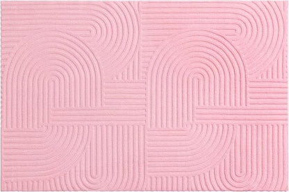 Pauwer Pink Area Rug for Girls Bedroom 4x6 Soft Fluffy Non Slip Machine Washable Rugs Arch Modern Indoor Mat Fuzzy Floor Carpet for Kids Nursery Living Room Dorm Playroom Dining Baby Home Decor