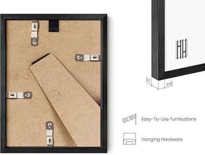 HAUS AND HUES 6x8 Black Metal Picture Frame - Features Premium Aluminum, Vertical Hanging & Easel Back, Shatterproof Plexiglass - Ideal for Home, Room, Office (6x8 in, Black, Set of 1)