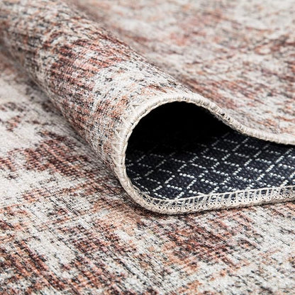 Bloom Rugs Washable Non-Slip 9' x 12' Rug - Ivory/Blush Traditional Area Rug for Living Room, Bedroom, Dining Room, and Kitchen - Exact Size: 9' x 12'