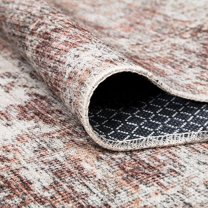 Bloom Rugs Washable Non-Slip 8' x 10' Rug - Ivory/Blush Traditional Area Rug for Living Room, Bedroom, Dining Room, and Kitchen - Exact Size: 8' x 10'