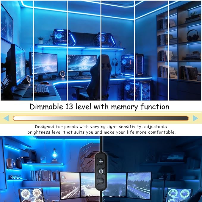 Blue 10 Foot Led Lights Strip Indoor Rope Lights Easy DIY Cuttable Strip Lights for Fish Tank Bar Room Bathroom Living Room Kitchen Ceiling Wall Vanity Mirror Decor