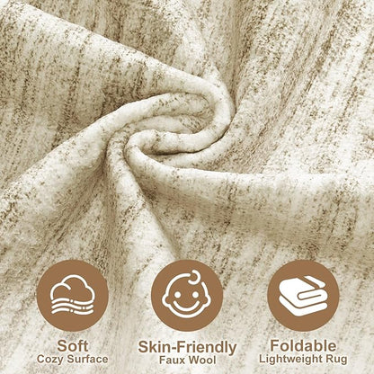 Nakagishi 9x12 Area Rugs Living Room: Washable Large Vintage Rug Neutral Non-Slip Soft Stain Resistant Indoor Carpet for Bedroom Nursery Dining Room Office Playroom - Brown-01