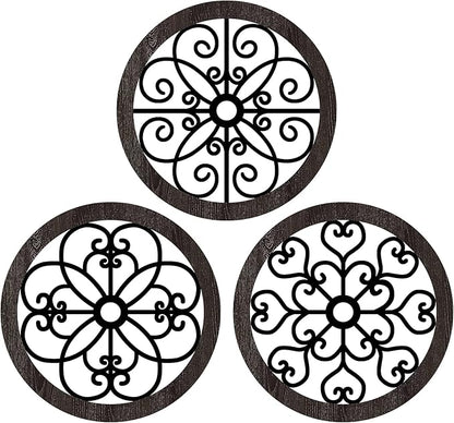 Blulu 3 Pieces Thicken Rustic Wall Decor Farmhouse Wall Art Decor Wood Hanging Decoration for Living Room Bedroom Home Indoor Outdoor Office(Classic Style)