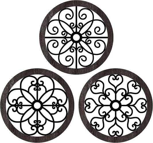 Blulu 3 Pieces Thicken Rustic Wall Decor Farmhouse Wall Art Decor Wood Hanging Decoration for Living Room Bedroom Home Indoor Outdoor Office(Classic Style)