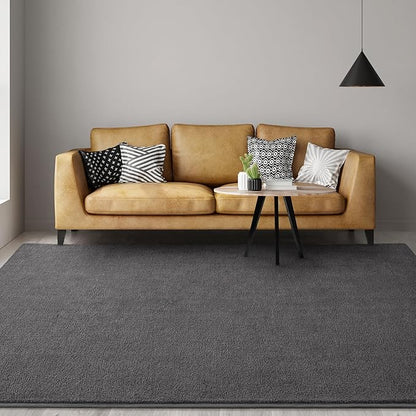 Gifeas Large Ultra Soft Modern Area Rugs for Living Room Bedroom, 6x9 Feet Dark Grey Thickened Memory Foam Indoor Solid Minimalist Carpets, Non-Slip Comfy Rug for Boys Girls Nursery Room Home Decor