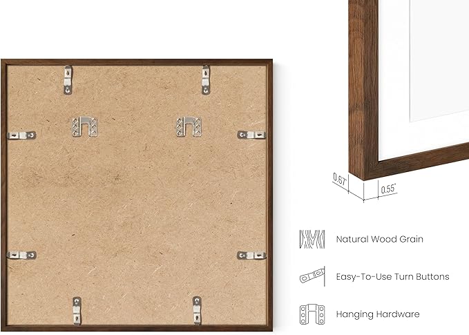 HAUS AND HUES Walnut Square Frames Set of 4-16x16