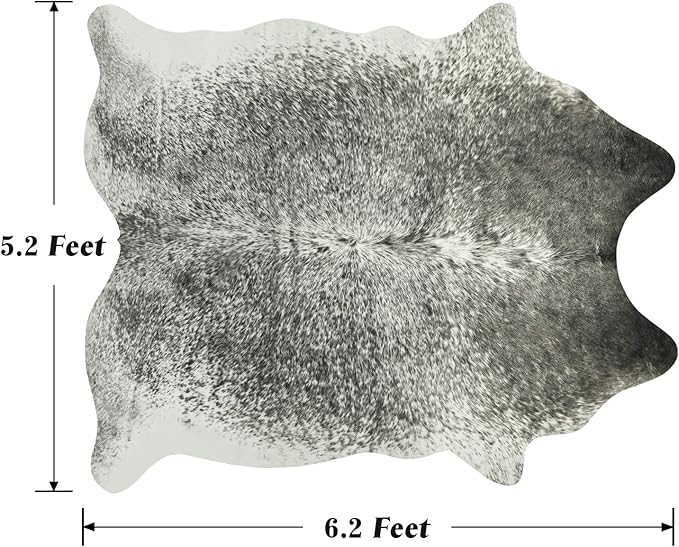 Cow Hide Rug for Living Room, Washable Cowhide Rug, Large Faux Animal Skin Rugs, Non-Slip Cow Print Area Rugs, 5x6 Feet Cowhide Rugs for Bedroom Office Kitchen Fireplace, Grey